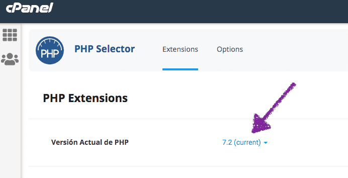 Actualización de PHP requerida